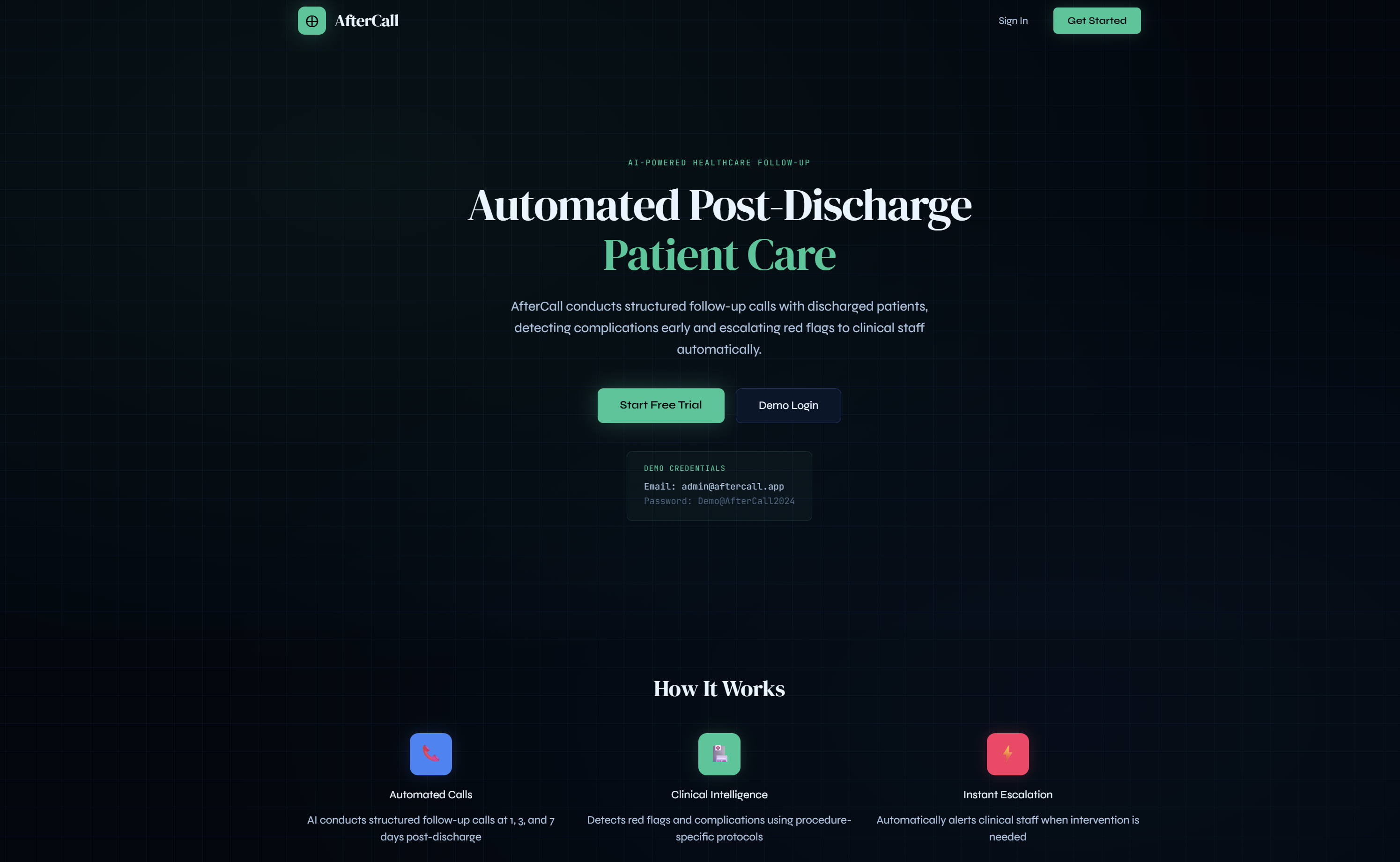 Screenshot of AfterCall